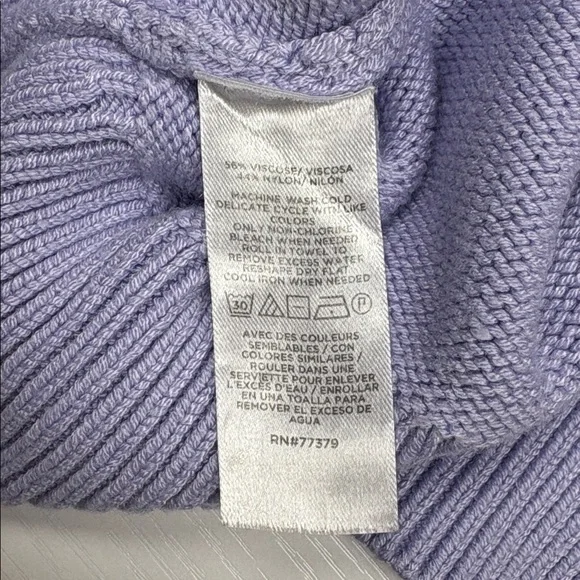 Ann Taylor Chunky Knit Square Neck Pullover Sweater Lilac Purple XL - Picture 9 of 9